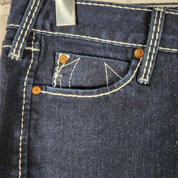 True Religion Dark Denim Pencil Skirt Festival Rodeo Size 27 - Picture 6 of 11